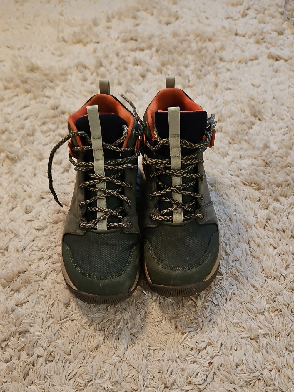 Teva Green Lace-Up Women's Hiking Boots with Orange Lining